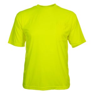100BNTLM Lightweight Lime Polyester Birdseye Knit High Visibility Pocket Safety Shirt