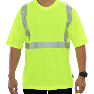 101CTLM Hi-Vis Lime Jersey Knit High Visibility Tee with 3M™ Scotchlite™ Comfort Trim