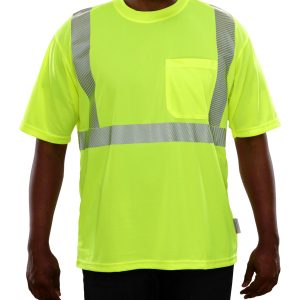 102CTLM Hi-Vis Lime Birdseye Hi-Vis Pocket Safety High Visibility Shirt with Comfort Trim by 3MTM