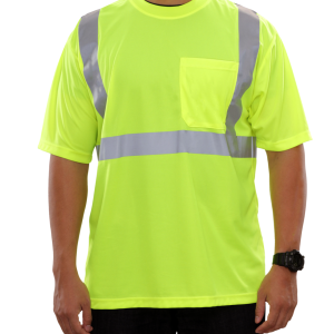 102SXLM Hi-Vis Lime Birdseye Pocket High Visibility Shirt - X-Back Safety Shirt