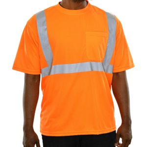 102SXOR ANSI Orange Birdseye Pocket X-Back High Visibility Safety Shirt