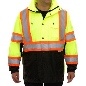 431CSLB Safety DOT Jacket: Hi-Vis Parka Coat: Breathable Waterproof Hooded