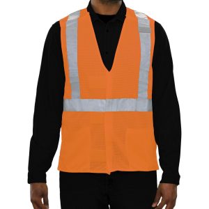 502SXOR Safety Vest: Hi-Vis Vest: X-Back Orange: 5pt Breakaway Mesh: ANSI 2