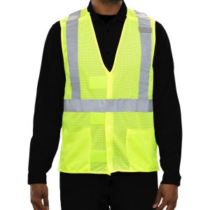 502SXLM Safety Vest: Hi-Vis Vest: X-Back Lime: 5pt Breakaway Mesh: ANSI 2