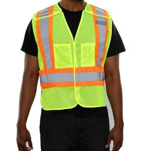 566GXLM 5PT X-Back Poly Mesh Contrasting Trim Breakaway Vest with D-Ring