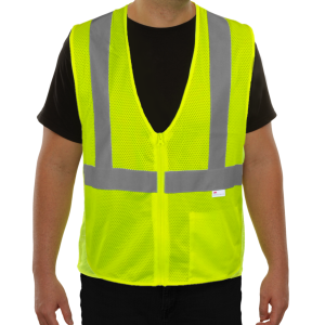 581ETLM Economy Safety Vest: Hi-Vis Vest: Zippered Mesh: ANSI 2