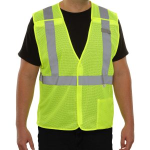 582ETLM Economy Safety Vest: Hi-Vis Vest: 5pt Breakaway Mesh: ANSI 2