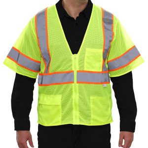 588ETLM Economy Safety Vest: Hi-Vis Vest: Zip Mesh Contrasting Tape: ANSI 3