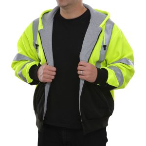 603STLB Safety Hoodie: Hi-Vis 2-Tone Hoodie: Thermal Liner: Full Zip: 16oz