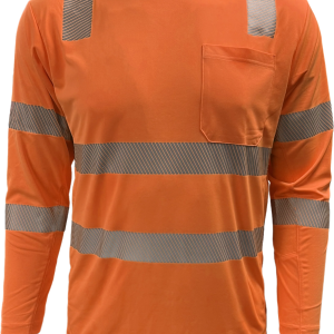204CMPS-OR Hi-Vis Coolmax Safety Long Sleeve T-shirt with Pocket